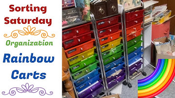 Sorting Saturday: Rainbow Craft Carts Organizing Craft Supplies Part 1