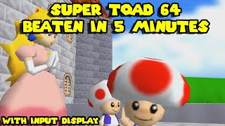 Super Toad 64 beaten in 5 minutes N64 input display | Toad in Super Mario 64 &quot;0 stars&quot; TAS