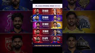 Ipl 2026 Opening Matches Announced