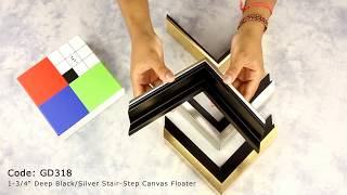 Corner Samples - Custom-made Wood: 1-3/4 Stair-Step Canvas Floater Collection
