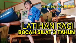 LATIHAN PAGI BOCAH SILAT || NAHRAH BALITA UMUR 3,5 TAHUN SUKA SILAT-SULAWESI