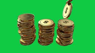 Dollar Coins Falling Green Screen Video
