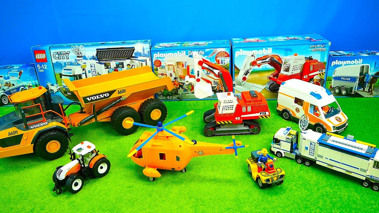 Bagger, Feuerwehr, Polizei, Krankenwagen, Spielzeug für Kinder, Bruder, Feuerwehrmann Sam