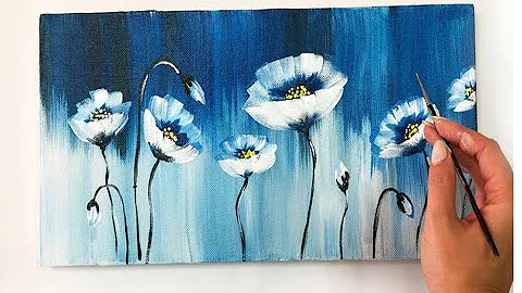 How to paint Flowers/ Demo /Acrylic Technique on c...