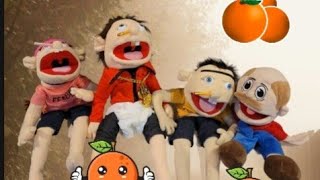 Oranges are thrown at Jeffy and friends in a knock out competition #jeffy #Marvin #scooter #feebee