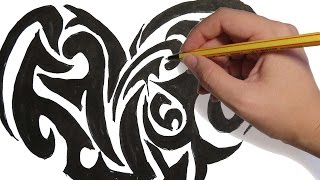 COMO DIBUJAR UN CORAZON: Tribal facil paso a paso