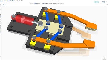 Gripper Mechanism Using Piston and Slider - Assembly & Motion Simulation in Solid Edge