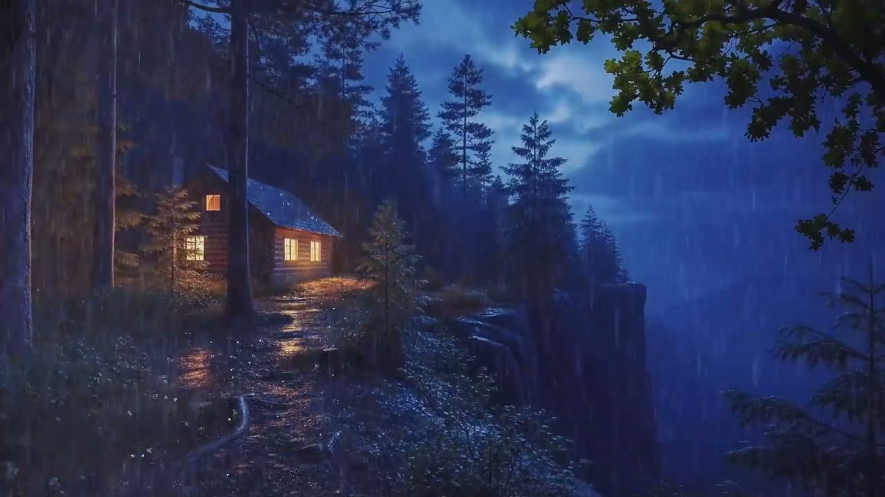 Fall Asleep in a Cozy Cabin | 1 Hour Rain Sounds for Sleeping & Beat Insomnia (No Thunder)