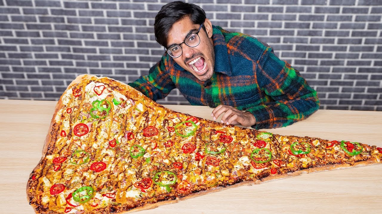 I Ate Biggest Pizza Slice In The World Pizza Eating Challenge - YouTube
