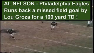 1966 NFL - AL NELSON Philadelphia Eagles Missed field goal TD return vs. Cleveland Browns