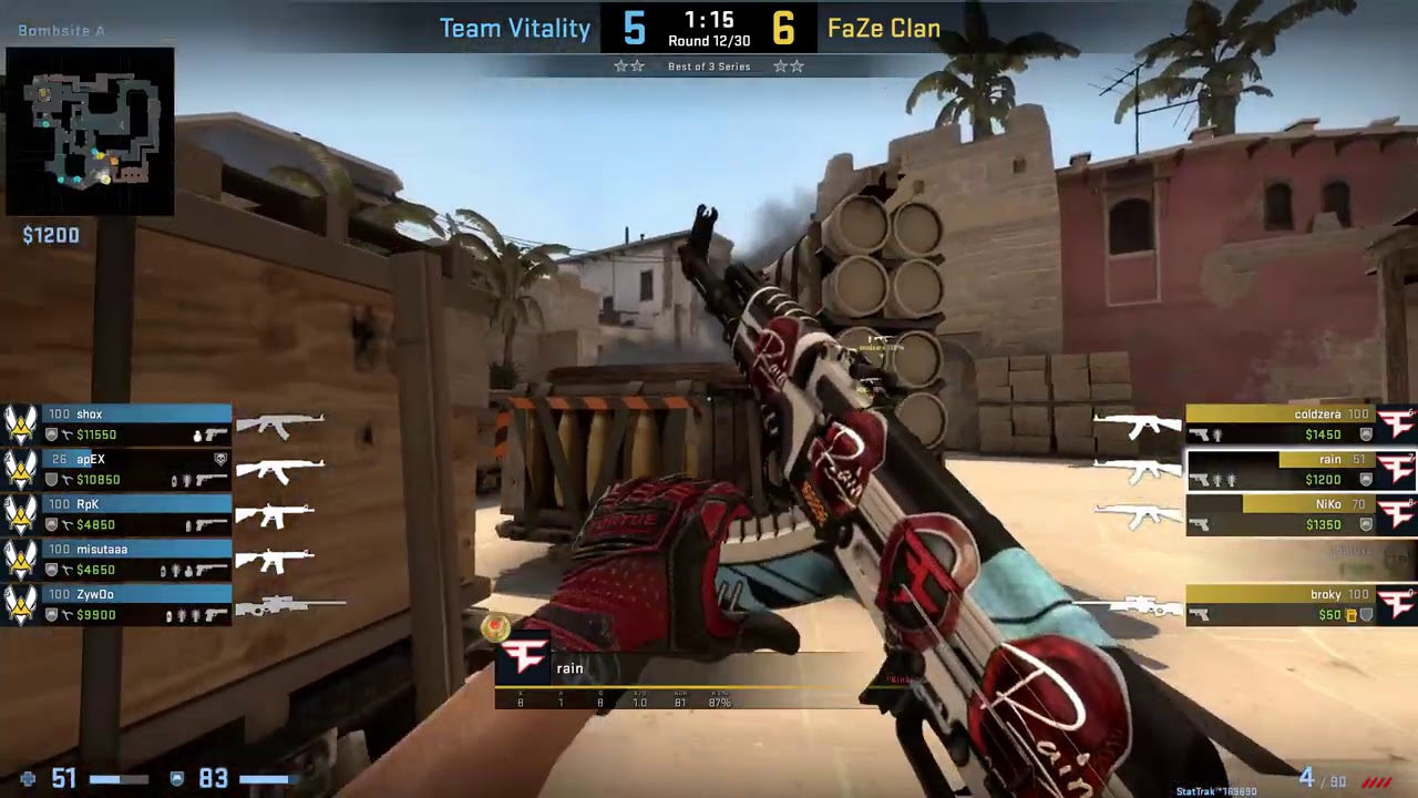 CS:GO POV Demo FaZe Rain (24/13) vs Vitality (de_mirage) .