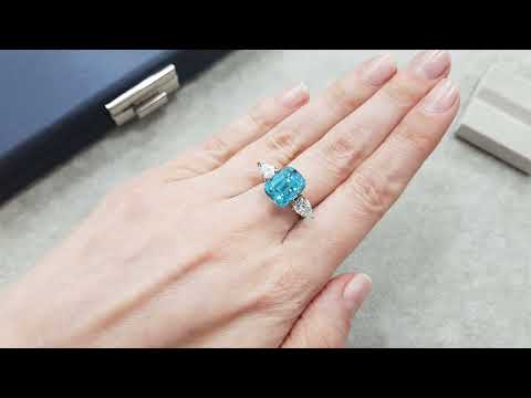 Cushion cut blue zircon 11.18 ct Video  № 2