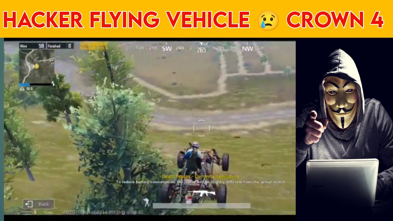 Hacker flying vehicle in BGMI || crown 4 hacker flying vehicle 😢😢 
