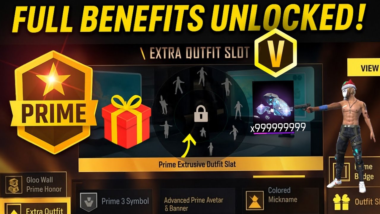 FULL DETAILS   🔥 Free Fire Prime Membership All Benefits| New Extra Outfit Slot + Prime Symbols!