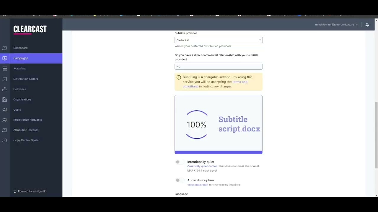 Clearcast Subtitles - a demo