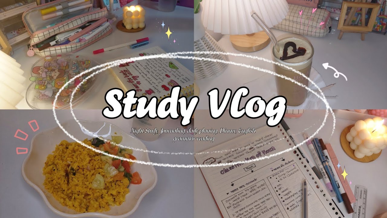 [Night Study Vlog]📚|Aesthetic🌷|Journaling ⁠*♡♡|Blog|Note taking|Bag ...