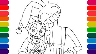 The Amazing Digital Circus New Coloring Pages How to color cute JAX and POMNI