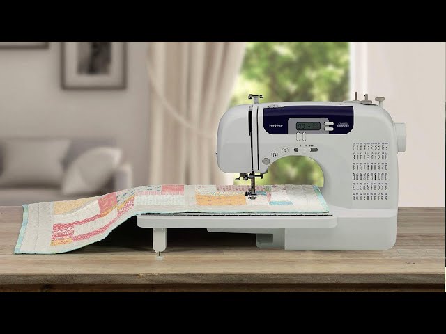 Brother Sewing and Quilting Machine, CS6000i, 60 Built-in Stitches, 2.0  LCD Display, Wide Table, 9 Included Sewing Feet, Beige/Blue