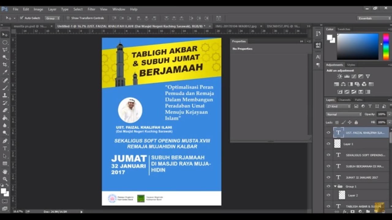 Membuat Pamflet Sederhana Simpel 3 Adobe Photoshop Remaja Mujahidin Kalbar Youtube