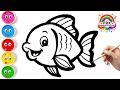 Easy Rainbow Fish Drawing with 6 Magic Colors 🎨 Very Easy Fish Drawing for Kids 🐠 How to Draw a Fish
