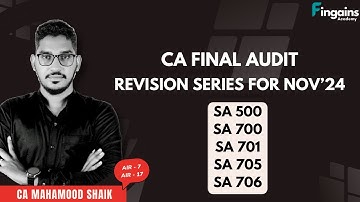 2 | CA FINAL AUDIT REVISION SERIES| SA 500 and SA 700 series| CA Mahamood Shaik