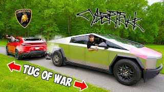 Tesla Cybertruck vs Lamborghini Urus - TUG OF WAR!
