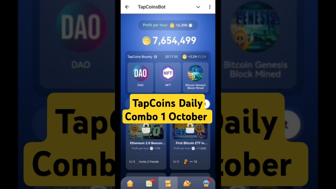 TapCoin Daily Combo Today | TapCoins Bounty Today | Daily Combo Today 