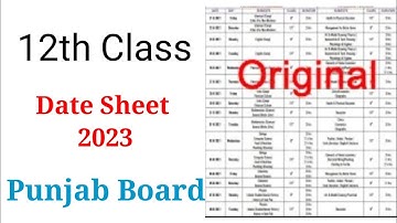 12th class date sheet 2023|2nd year date sheet 2023|date sheet class 12 2023|punjab board