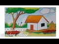 Simple village drawing.  সহজে অংকন ছোটো সোনামনিদের জন্য।