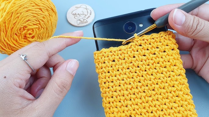 DESIGNbyBORI, DIY, crochet phone case kit, blue and autumn colors