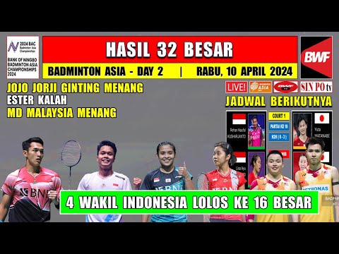 JORJI JOJO GINTING Menang ~ Hasil Badminton Asia Championship 2024 Hari Ini Day 2 ~ 4 Wakil Ke R16