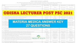 Odisha PSC 2021 | Lecturer Post | Materia Medica Answer Key 27 Questions | Live discussion screenshot 1