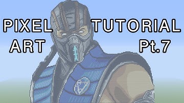 Minecraft Pixel Art Tutorial - (Sub-Zero) Mortal Kombat X Part 7
