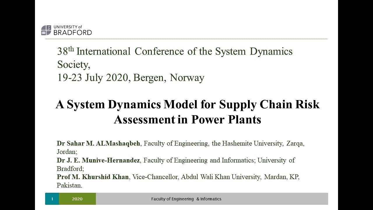 System Dynamics Model for Supply Chain Risk Assessment in Power Plants ...