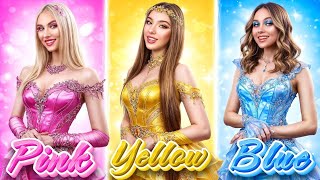 ¡Chica Rosa vs Amarilla vs Azul! Un príncipe Falso Finge Ser un Príncipe Real 