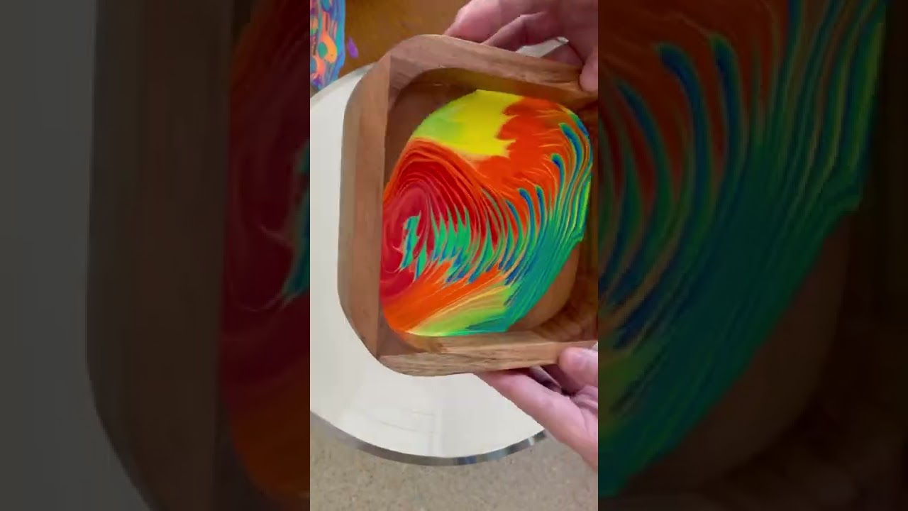 Satisfying Rainbow Fluid Acrylic Ring Pour Abstract Art Technique