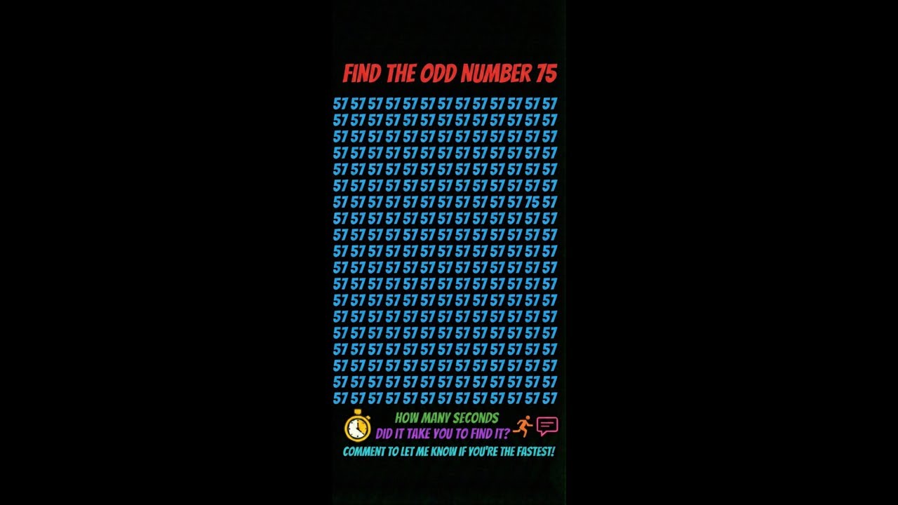 Find the Odd Number "75" in 20 Seconds 🧐 Eye Test & Brain Game 🧠 Dimag Ka Khel