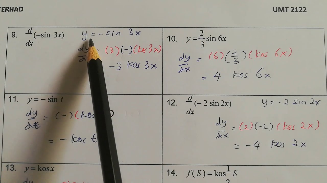 UMT2122 Kalkulus: Terbitan Pertama Bagi Fungsi Trigonometri Sin, Kos dan Tan.