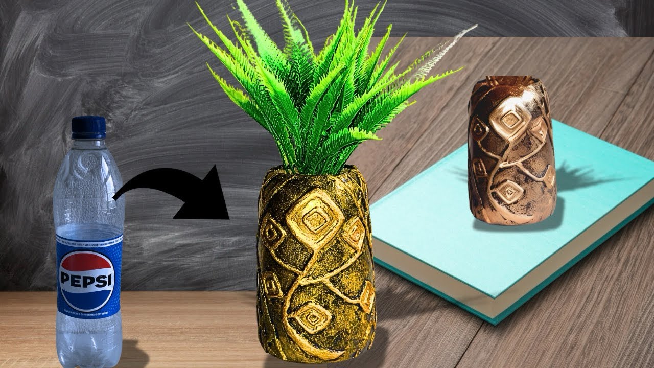 Plastic Bottle to stunning marble Gold Vase  #home decor DIY#recycled bottle art#gypsumdesign 