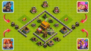 Max Town Hall 3 Base attack Dark Barracks and Super Troops! - Clash of Clans