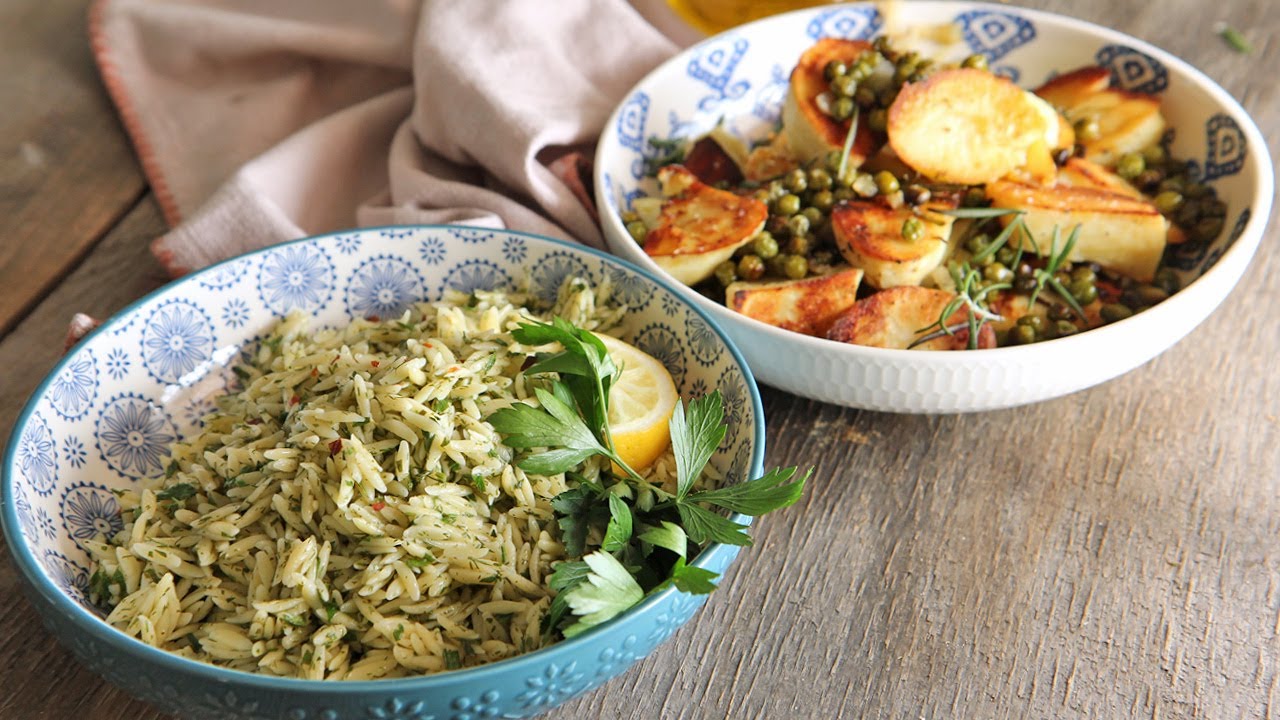 ⁣2 Easy Easter Sides: Roasted Potatoes w/ Peas & Lemony Orzo Recipes