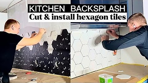 Kitchen backsplash - Cut & install Hexagon tiles with tile edge trim for a neat finish
