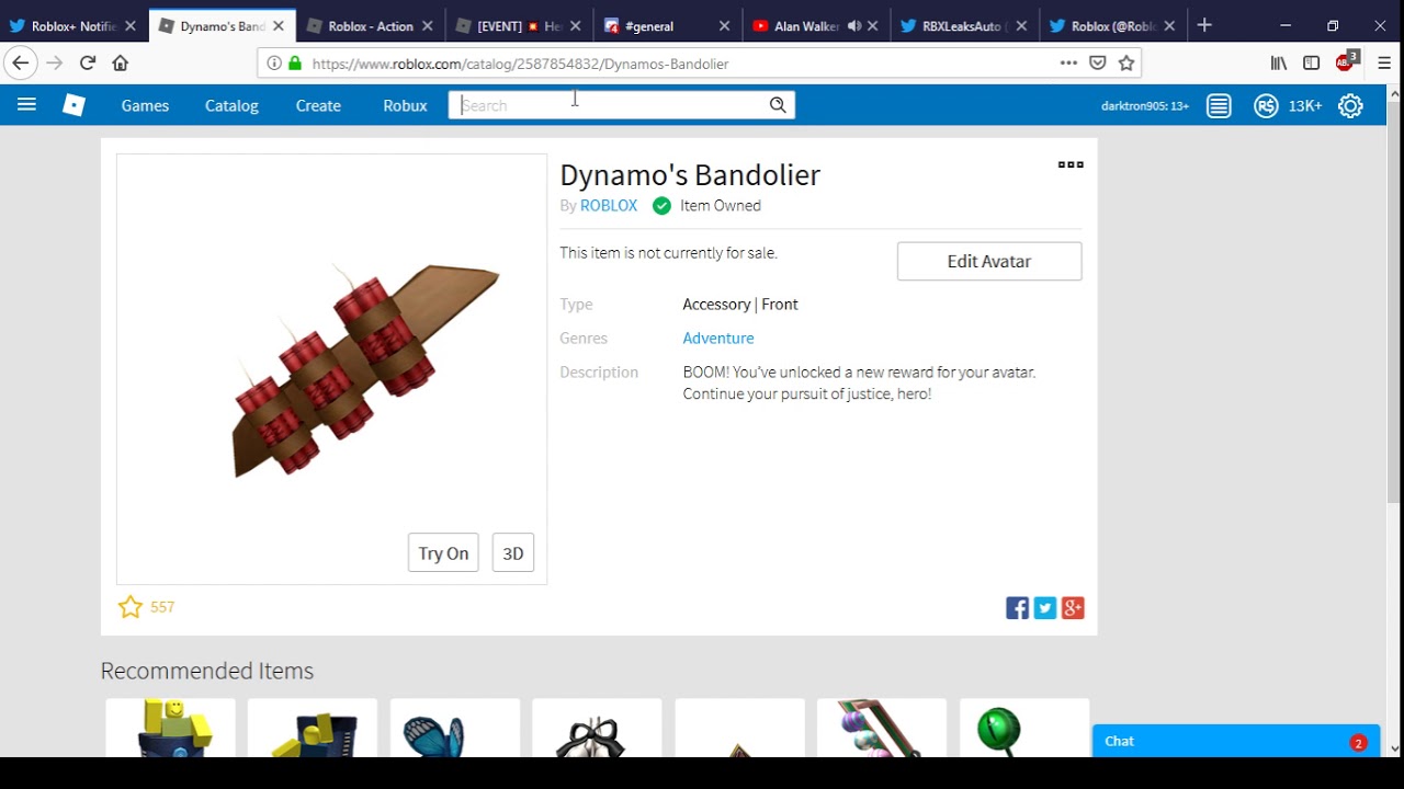 How To Get Dynamo S Bandolier Roblox Action Event By Darktron905 - kia pham roblox ban vit