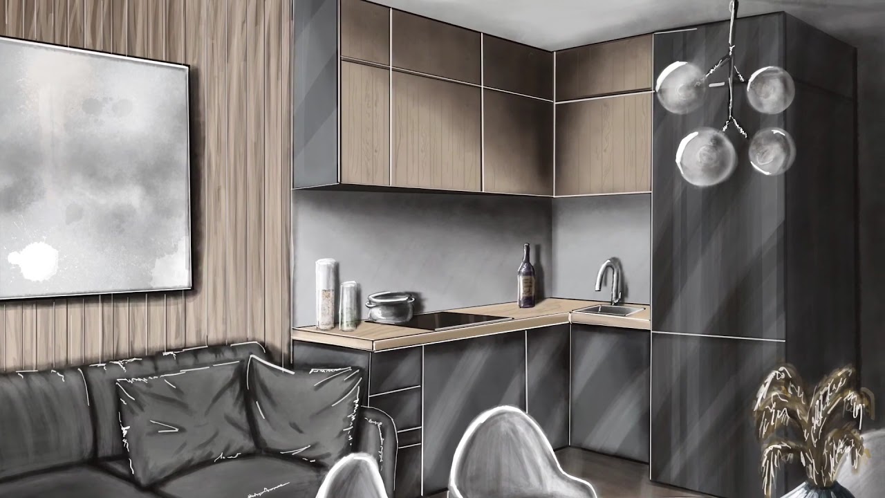 Sketch iPad using Procreate interior kitchen YouTube