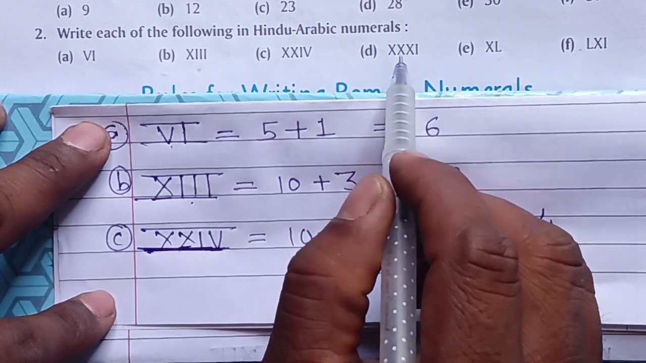 Roman numerals to hindu arabic numbers (Class- 5th Maths chapter 2 (Roman numerals)