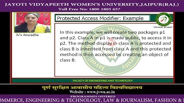 JVWU, Jaipur - Access specifiers in Java1