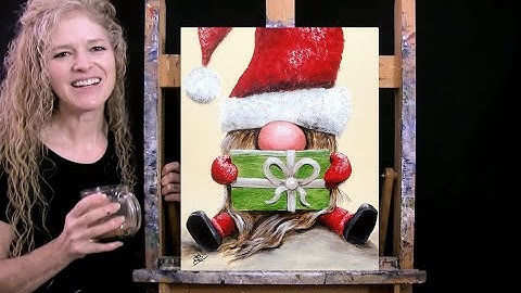 Learn How to Paint "GIFT GIVING GNOME" with Acrylic - Paint & Sip - Step by Step Holiday Scene