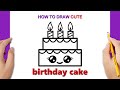 How to draw a cute birt.ay cake with candles  sherry drawings