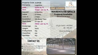 5000 sq ft JUMBO SHED PRE-LEASED WAREHOUSE FOR INVESTMENT WITH HIGH RETURN RENTAL INCOME IN BHIWANDI