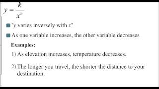 Lesson 9.5 - Introduction to Inverse Variation